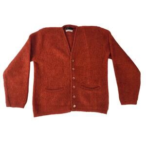 Vintage 1960's Penny's Towncraft Mohair & Worsted Wool Burnt Orange Cardigan M